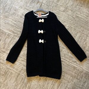 Tahari Black Cardigan with Cream Bow Details